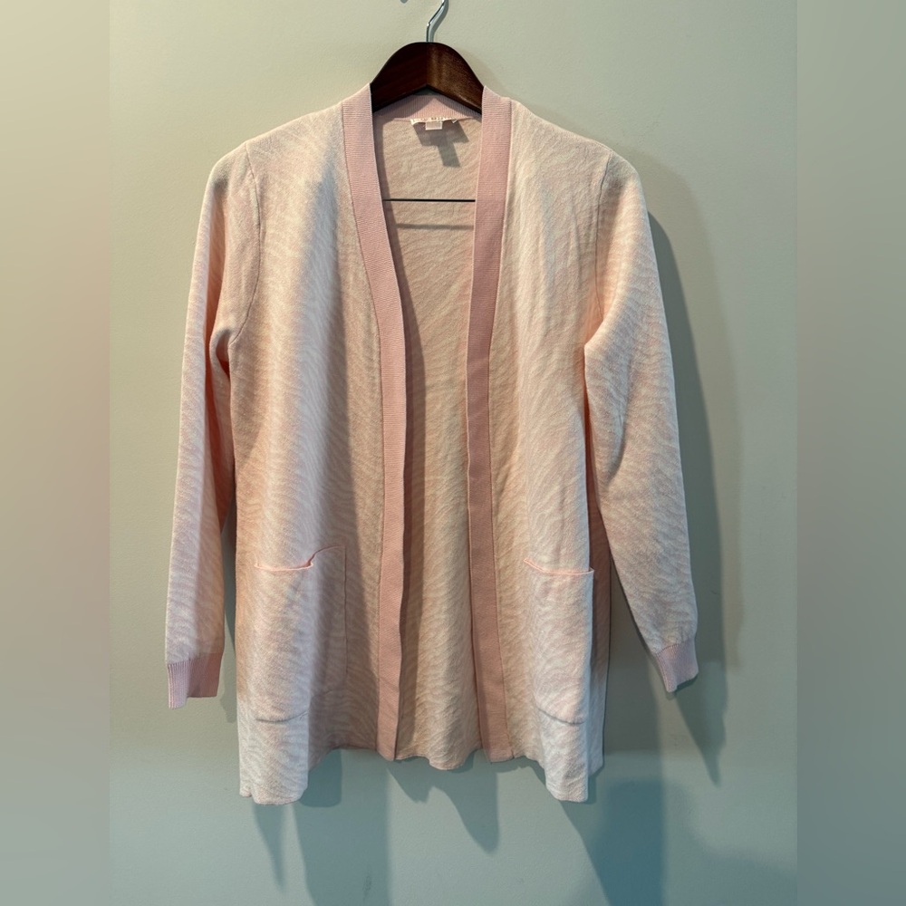 Belle by Kim Gravel Soft Pink Zebra Print Open-Front Cardigan Size XS